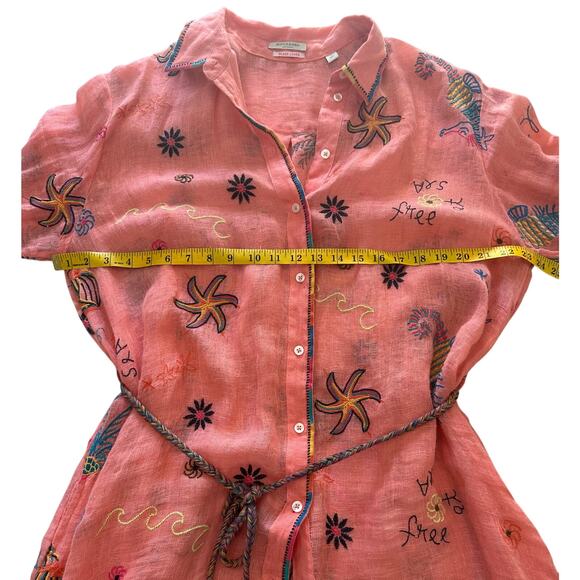 Scotch and Soda- Oversized Embroidered Orange Shirt Dress - Large - NWOT - Picture 10 of 11